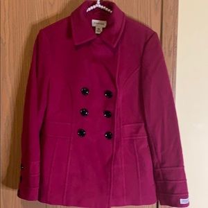 Berry color Pea coat with black buttons